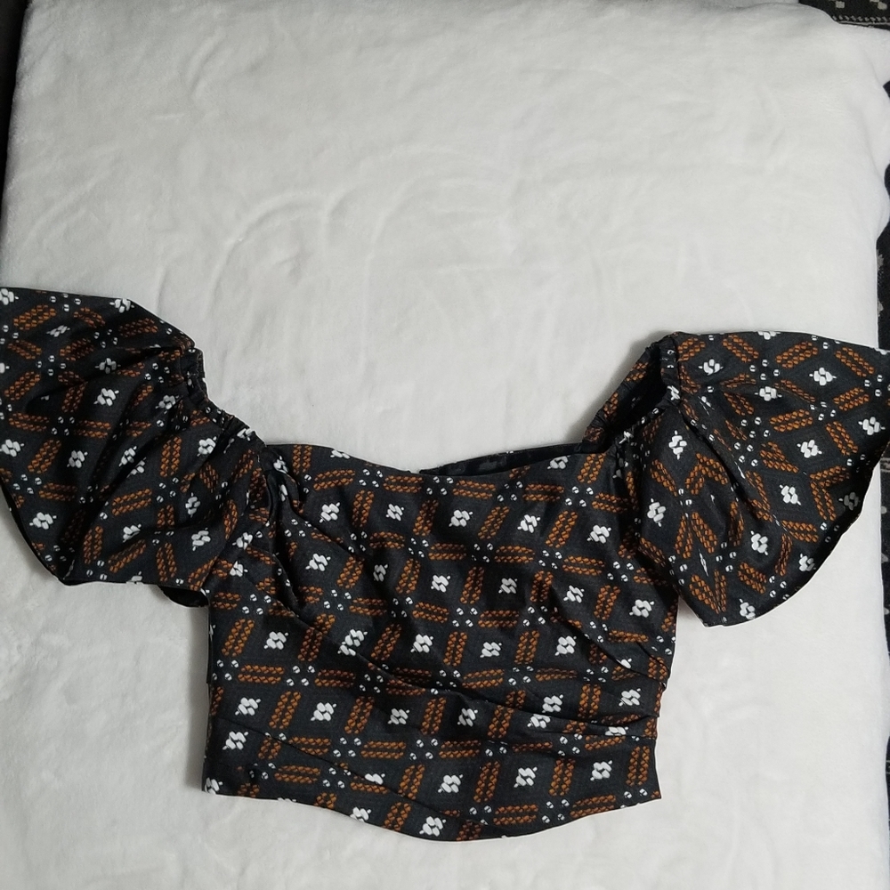 New autumn adeigbo jules flutter sleeve bustier crop top